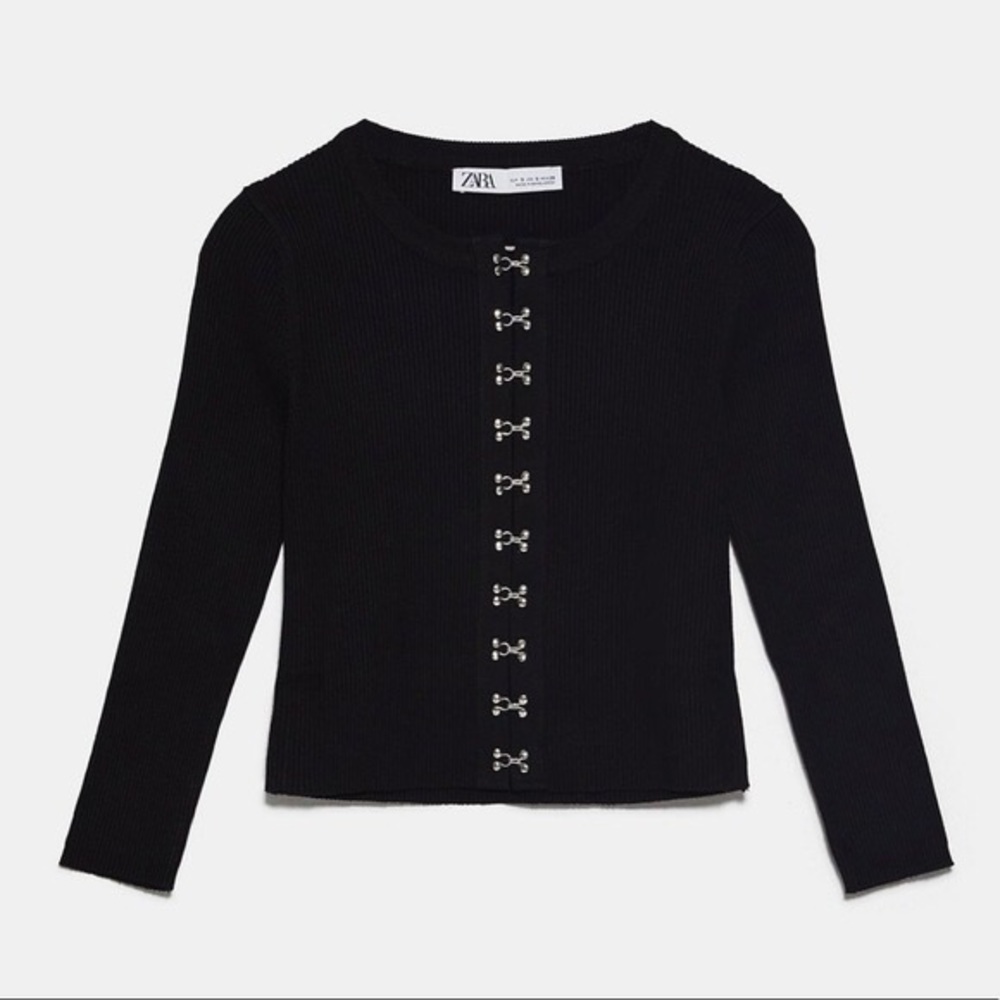 zara hook and eye ribbed top